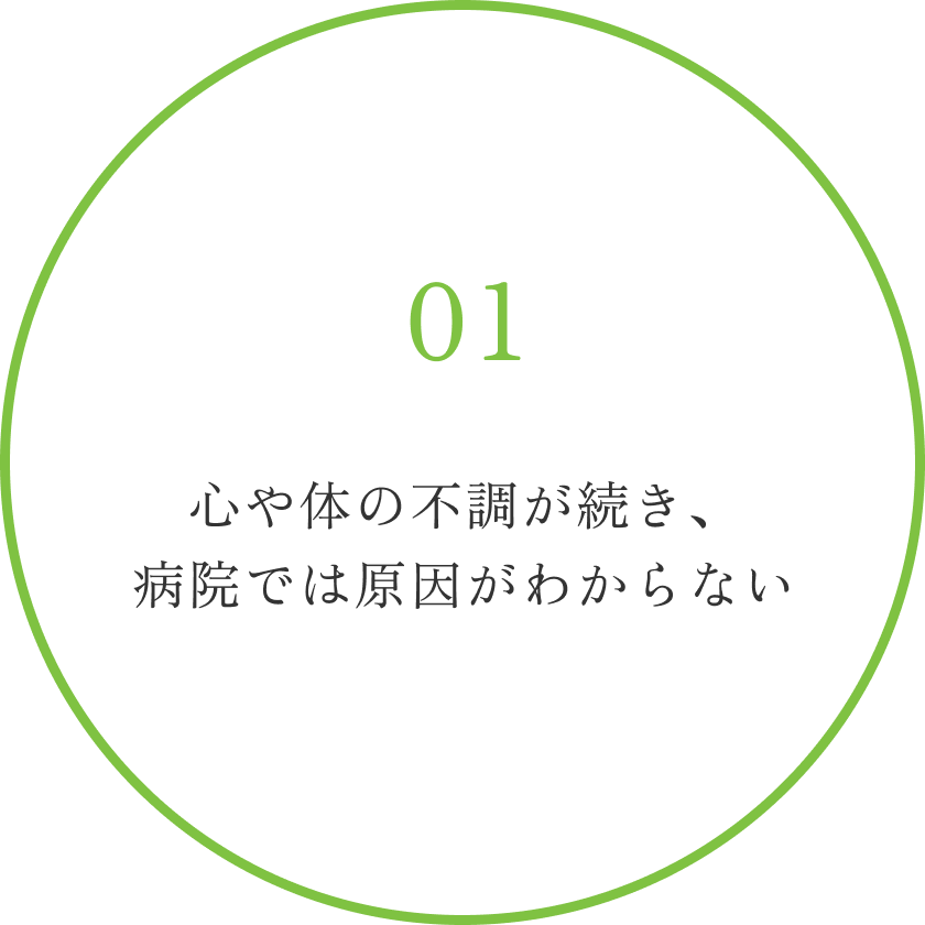心や体の不調が続き、病院では原因がわからない